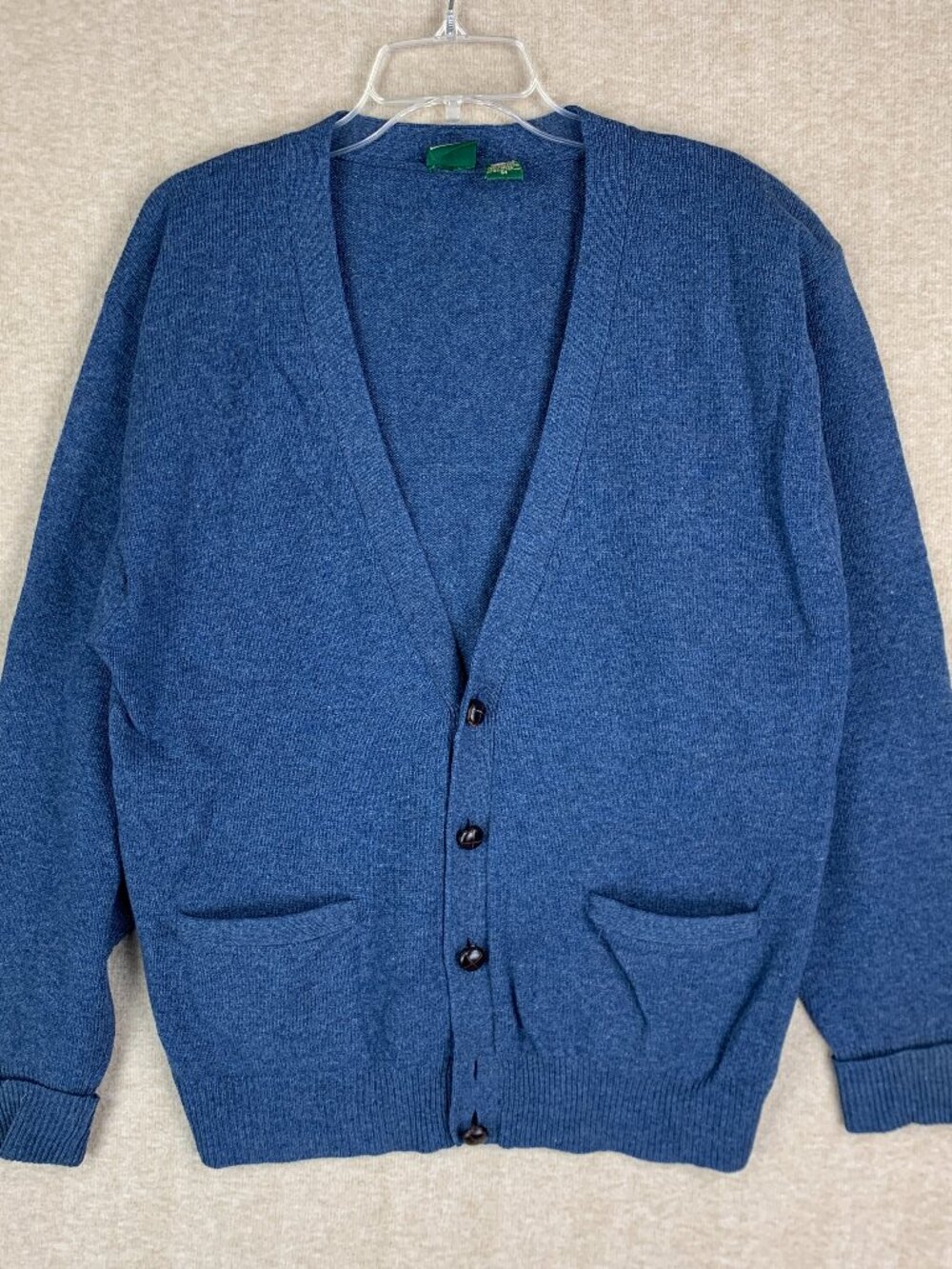 Vintage Lambs Wool Cardigan Sweater Size M Blue Grandpa Old Money Hong Kong